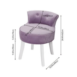 Living And Home Purple Upholstered Velvet Vanity Dressing Table Stool With Low Backrest - thumbnail 6