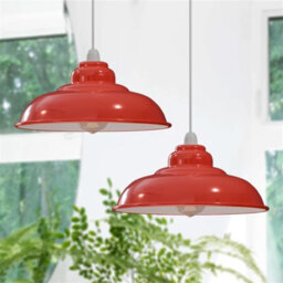 Red Metal Ceiling Lamp Shade Replacement Pendant Light Shades Easy Fit 32Cm Modern Ceiling Lighting Shade Industrial Hanging Lamp - thumbnail 6