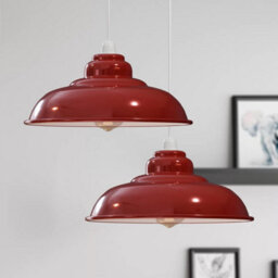 Red Metal Ceiling Lamp Shade Replacement Pendant Light Shades Easy Fit 32Cm Modern Ceiling Lighting Shade Industrial Hanging Lamp - thumbnail 2