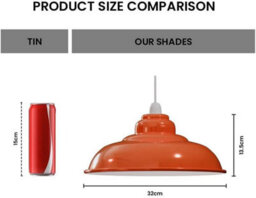 Red Metal Ceiling Lamp Shade Replacement Pendant Light Shades Easy Fit 32Cm Modern Ceiling Lighting Shade Industrial Hanging Lamp - thumbnail 4