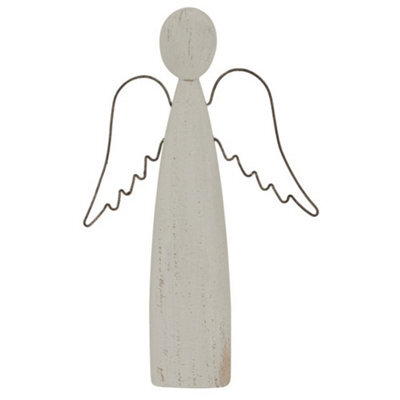Hill Interiors White Washed Angel Christmas Decoration White/black (One Size) - image 1
