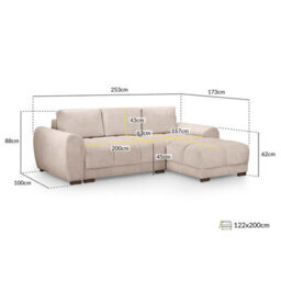 Furnishings For Less UK Zura Mocha Brown Plush Velvet Large 3 Seater L Shaped Universal Corner Sofa Bed  Wooden Legs - thumbnail 9