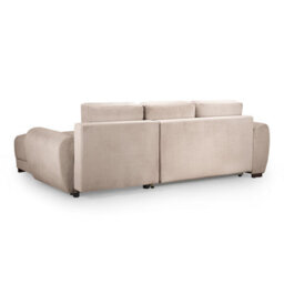 Furnishings For Less UK Zura Mocha Brown Plush Velvet Large 3 Seater L Shaped Universal Corner Sofa Bed  Wooden Legs - thumbnail 4