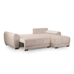 Furnishings For Less UK Zura Mocha Brown Plush Velvet Large 3 Seater L Shaped Universal Corner Sofa Bed  Wooden Legs - thumbnail 5
