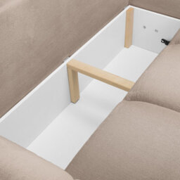 Furnishings For Less UK Zura Mocha Brown Plush Velvet Large 3 Seater L Shaped Universal Corner Sofa Bed  Wooden Legs - thumbnail 6