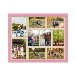 AK Frames 20X16 Pastel Pink Modern Multi Photo Frame With Ivory Mount - Holds 9 Apertures (2X) 7X5, (7X) 6X4 Photos
