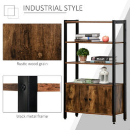 Homcom Multifunctional Bookshelf Storage Cabinet Bookcase W/ Shelves & Cupboard - thumbnail 5