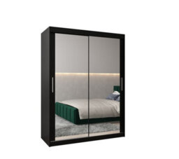Arte Tokyo 03 Contemporary Mirrored 2 Sliding Door Wardrobe 5 Shelves 2 Rails Black Matt (H)2000mm (W)1500mm (D)620mm - thumbnail 1
