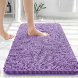 Ameha Purple Chenille Mat 40X60Cm, Extra Soft, Non-Slip, Absorbent Bath Rug & Doormat - thumbnail 2