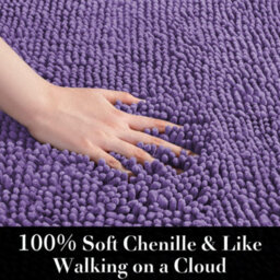 Ameha Purple Chenille Mat 40X60Cm, Extra Soft, Non-Slip, Absorbent Bath Rug & Doormat - thumbnail 4