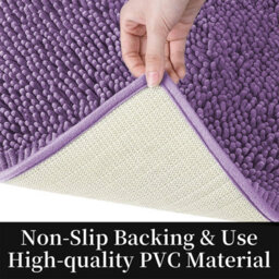 Ameha Purple Chenille Mat 40X60Cm, Extra Soft, Non-Slip, Absorbent Bath Rug & Doormat - thumbnail 5