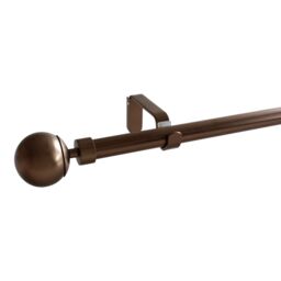 GoodHome Kozani Satin Brown Bronze Copper Effect Extendable Ball Single Curtain Pole Set, (L)1200mm-2100mm (Dia)19mm - thumbnail 7