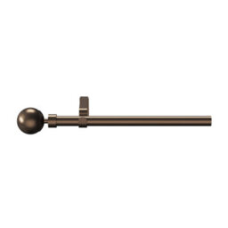 GoodHome Kozani Satin Brown Bronze Copper Effect Extendable Ball Single Curtain Pole Set, (L)1200mm-2100mm (Dia)19mm - thumbnail 1
