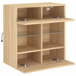 Walplus Tv Wall Cabinet With Led Lights Sonoma Oak 58.5X30X60.5 Cm - thumbnail 8