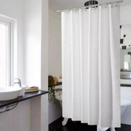 Grey Waterproof Extra Long Fabric Shower Curtain 180 X 200Cm - thumbnail 1