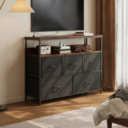 Black 5-Drawer Fabric Dresser Charging - thumbnail 4