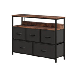 Black 5-Drawer Fabric Dresser Charging - thumbnail 1