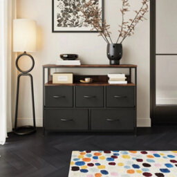 Black 5-Drawer Fabric Dresser Charging - thumbnail 3