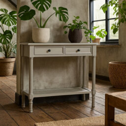 Wyld Haus Rochemaure White 2-Drawer Console Table With Bottom Shelf Matt Finish - thumbnail 4