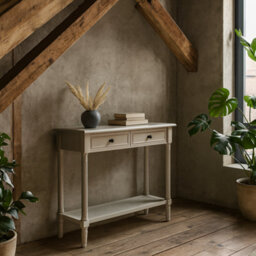 Wyld Haus Rochemaure White 2-Drawer Console Table With Bottom Shelf Matt Finish - thumbnail 3