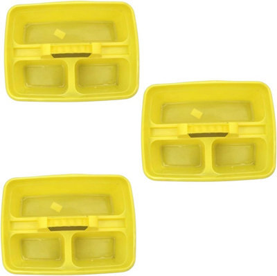 "Superpetstoreuk247 12"" X 15"" Polypropylene 3 Compartment Storage Caddy Tray With Handle Yellow Pack Of 3"