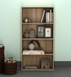 Urbn-Living Urbnliving 4 Tier Oak Wide Wooden Bookcase Cupboard Storage Shelving Display Shelf Cabinet Unit