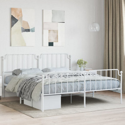 Berkfield Metal Bed Frame Without Mattress With Footboard White 183X213Cm - image 1