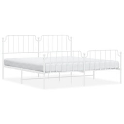 Berkfield Metal Bed Frame Without Mattress With Footboard White 183X213Cm - thumbnail 2