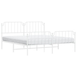 Berkfield Metal Bed Frame Without Mattress With Footboard White 183X213Cm - thumbnail 3