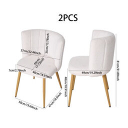 Living And Home Set Of 2 White Teddy Fleece Upholstered Dining Chairs - thumbnail 5