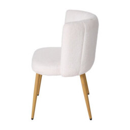 Living And Home Set Of 2 White Teddy Fleece Upholstered Dining Chairs - thumbnail 3