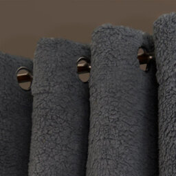 "OHS Teddy Fleece Eyelet Curtains Thermal Pair Ready Made, Grey - 66"" X 72""" - thumbnail 4