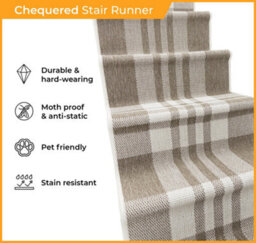 Chequered Stair Runner - Reversible, Durable & Hardwearing Carpet For Stairs & Staircases, Multiple Lengths - thumbnail 3