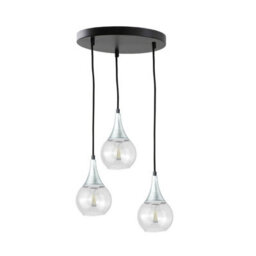 Luminosa Lighting Luminosa Lacrima Cluster Pendant Ceiling Light Black, Silver Transparent Glass Shade 3X E27 - thumbnail 1