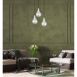 Luminosa Lighting Luminosa Lacrima Cluster Pendant Ceiling Light Black, Silver Transparent Glass Shade 3X E27 - thumbnail 3