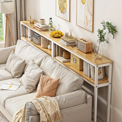 2 Tiers Oak Color Console Table Sofa Table Hallway Table Entryway Display - image 1
