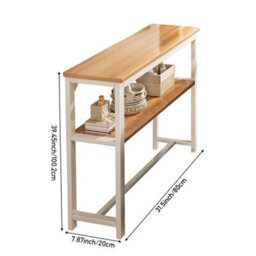 2 Tiers Oak Color Console Table Sofa Table Hallway Table Entryway Display - thumbnail 2