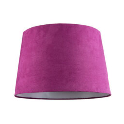 Happy Homewares Hot Pink Velvet Fabric 12 Inch Drum Lamp Shade With White Cotton Inner - thumbnail 1