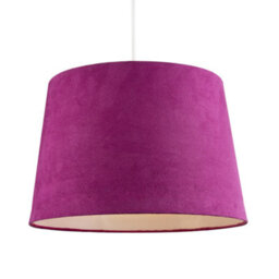 Happy Homewares Hot Pink Velvet Fabric 12 Inch Drum Lamp Shade With White Cotton Inner - thumbnail 2