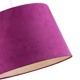 Happy Homewares Hot Pink Velvet Fabric 12 Inch Drum Lamp Shade With White Cotton Inner - thumbnail 3