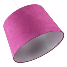 Happy Homewares Hot Pink Velvet Fabric 12 Inch Drum Lamp Shade With White Cotton Inner - thumbnail 4
