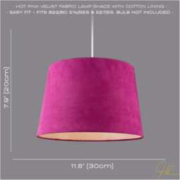 Happy Homewares Hot Pink Velvet Fabric 12 Inch Drum Lamp Shade With White Cotton Inner - thumbnail 6