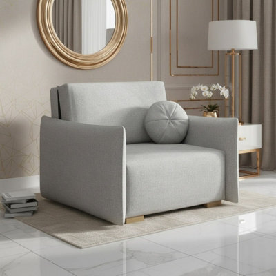 Armchair Viva Glov I With Sleep Function Storage Chipboard Foam Sinuous Spring Wooden Frame 104X98X85Cm Light Grey - image 1
