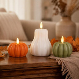 Set Of 3 Flameless Led Pumpkin Candles - thumbnail 5