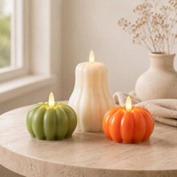 Set Of 3 Flameless Led Pumpkin Candles - thumbnail 3