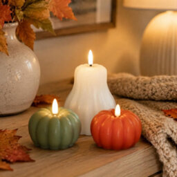 Set Of 3 Flameless Led Pumpkin Candles - thumbnail 2