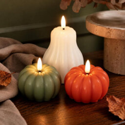 Set Of 3 Flameless Led Pumpkin Candles - thumbnail 1
