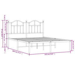 Berkfield Metal Bed Frame With Headboard White 135X190 Cm - thumbnail 9