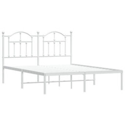 Berkfield Metal Bed Frame With Headboard White 135X190 Cm - thumbnail 4