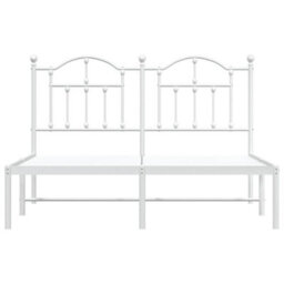Berkfield Metal Bed Frame With Headboard White 135X190 Cm - thumbnail 5